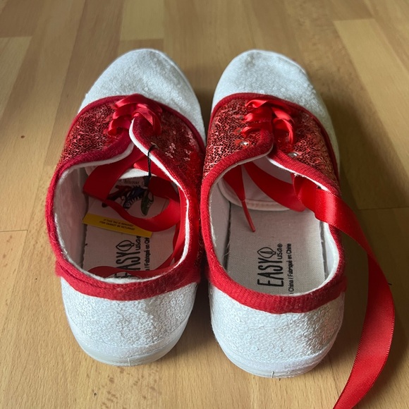 Custom Sequin Saddle Shoes Red White Swing Lindy Hop Mens 7 / Womens 9 Sneakers. - Picture 4 of 5